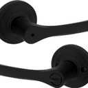 Kwikset Henley Interior Privacy Door Handle with Lock, Door Lever For Bathroom and Bedroom, Matte Black Reversible Keyless Turn Lock, with Microban Protection (1 Pack)