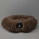 HIPIPET Winter Plush Cat Tunnel with Bed for Small Medium Large Cats, Multifunctional Cat Toys (Light Brown)