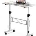 Small Standing Desk Adjustable Height, Mobile Stand Up Desk with Wheels, 32 Inch Portable Rolling Desks Conference Room Tables for Walking Pad Treadmill Pure White