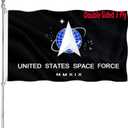 US Space Force Flag 3x5 Double Sided - United States Spaceforce Flag Heavy Duty 3 Ply 200D Polyester and Durable Canvas Header with 2 Brass Grommets