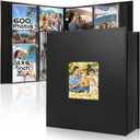 Colemoly Leather Photo Album 4x6 600 Photos Large Capacity Albums Holds 600 Horizontal and Vertical Pictures for Wedding, Graduation, Record Memories(Black, 600 Pockets)