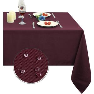 Obstal 210GSM Rectangle Table Cloth - Heavy Duty Water Resistance Microfiber Tablecloth, Decorative Fabric Table Cover for Outdoor and Indoor Use (Burgundy, 60 x 84 Inch)