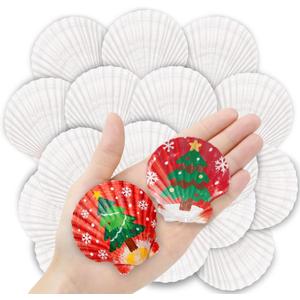 36PCS Natural Scallop Shells for Crafts, 2-3 Inch White Sea Shells for Decorating, Genuine Beach Seashells for DIY Craft Making, Painting, Cooking, Ocean Themed Party Supplies & Decorations