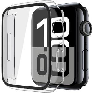 Misxi 2 Pack Tempered Glass Case Compatible for Apple Watch Series 11 (2025) Series 10 42mm, Hard PC Screen Protector Protection Ultra-Thin Lightweight Scratch-Resistant Cover for iWatch, Transparent