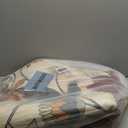 jinchan Lora Round Rug 7ft Vintage Floral Area Rugs for Living Room - Washable Rug Soft Non-Slip Indoor Boho Flower Print Circle 7' Round Accent Christmas Carpet for Dining Room Bedroom Cream