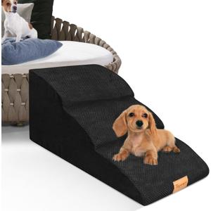 Topmart High Density Extended Foam Dog Ramp&Steps 3 Tiers,15.7" High,Non-Slip Dog Stairs with Waterproof Cover,Soft Foam Pet Ladder,Best for Injured,Older Cats,Pets with Joint Pain