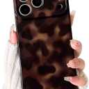 NITITOP Compatible for iPhone 17 Pro Case Cute Stylish Leopard Print Amber Aesthetic Tortoise Design for Women Girls Men Soft TPU Shockproof Protective Cover - Brown