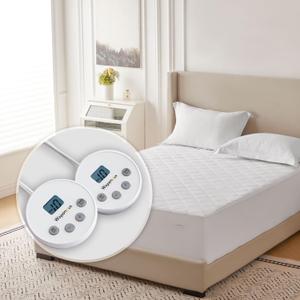 Wapaneus Heated Mattress Pad Queen Size 10 Heat Settings & Dual Control with 1-12 Hours Timer Auto Off, Deep Pocket Fits up to 18",Microfiber Bed Warmer, ETL Listed Machine Washable, 60"x80" White