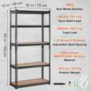 VEVOR Storage Shelving Unit, 5-Tier Adjustable, 2000 lbs Capacity, Heavy Duty Garage Shelves Metal Organizer Utility Rack, Black, 30" L x 12" W x 60" H for Kitchen Pantry Basement Bathroom Laundry