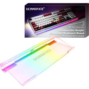 UCINNOVATE Dream Color Acrylic Computer Keyboard Stand, LED Backlit Keyboard Tray, Gaming Keyboards USB Interface Titled Keyboards Stand for Easy Ergonomic Typing and Working Office Desk, Home (100%(Full size))