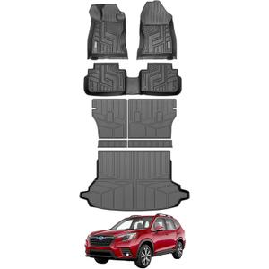 Floor Mat & Cargo Mat for 2019-2024 Subaru Forester Backrest Mats All Weather Floor Liners with Rear Trunk Mat for 19-24 Subaru Forester Accessories(Not Fit Model with Subwoofer in the Trunk)