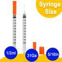 5 x 1/2ml Syringe with Needle,1/2ml 31G 8mm Syringe,Individually Wrapped,Pack of 10