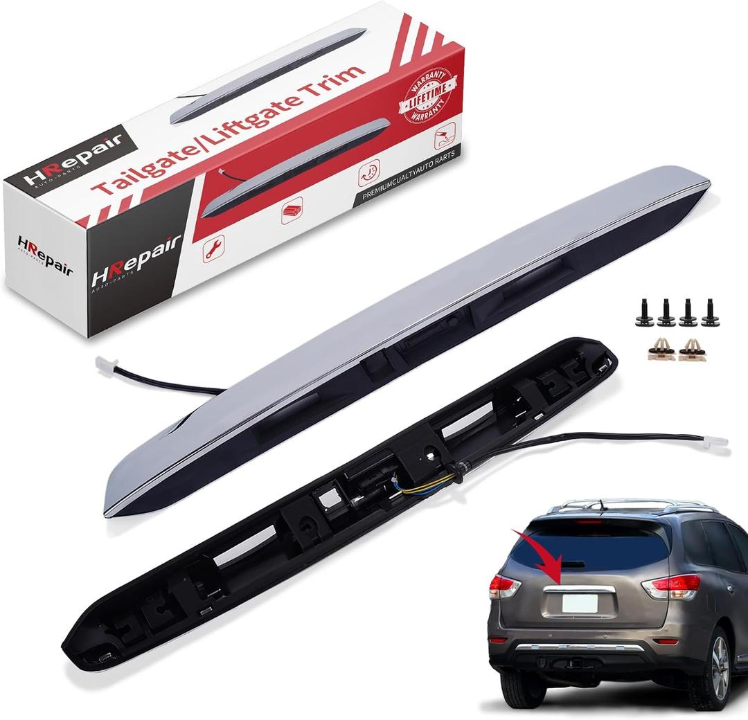 Upgrade Chrome Tailgate Handle Garnish Finisher Molding,fits 2013-2020 Nissan Pathfinder Liftgate Handle,Liftgate Trunk Opener,Liftgate Trim-with Manually Switch 90810-9PG2D