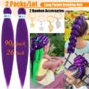 Dark Purple Braiding Hair 26 Inch 2Packs/Lot Pre-stretched Yaki Straight Colored Hair Extensions Long Purple Crochet Braids 90g/Pack