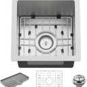 13x13In Stainless Steel Kitchen And Bar Sink - Small Undermount Single Bowl Drop In Staylish Kitchen&Bar Sink Ideal Choice For Small Space, Prep Area, RV With Bottom Grid,Soap Mat And Drain Assembly