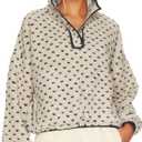 Fuzzy Fleece Jacket Women Long Sleeve Half Button Down Tops Casual Sherpa Pullover Sweatshirt Warm Winter Outerwear (Large, Black)