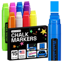 ARTISTRO 8 Liquid Chalk Window Markers for Car Glass Washable - Jumbo Tip 15 mm - Vibrant, Erasable, Non-Toxic Markers for Glass, Signs, Windows, Cars, Chalkboard for Kids & Adults
