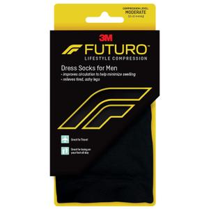 FUTURO Dress Socks for Men, Medium, Black, Moderate (15-20 mm/Hg)