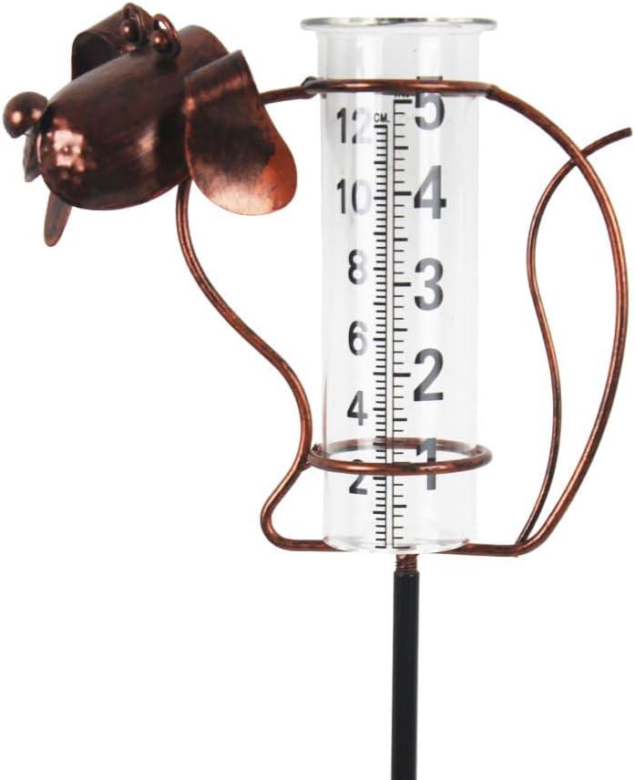 Rain Gauge with Large Clear Numbers, Rain Gauge Outdoor Garden Stake, 5-Inch Glass Tube Rain Water Gauges for Garden, Yard, Lawn, Patio(Dog)