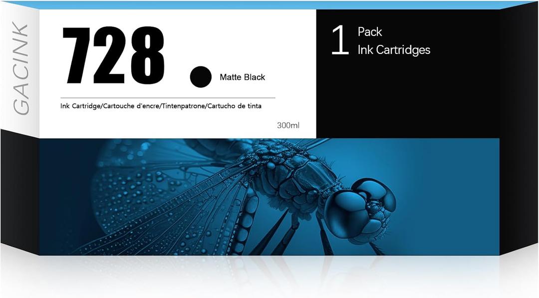 728 Ink Cartridge Matte Black (F9J68A) Latest Upgrade Replacement for HP 728 Ink Cartridges 300ml, Compatible with DesignJet T830 MFP & T730 Large Format Plotter Printers