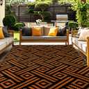 OPPODREAM Outdoor Rug 5x8 Ft, Waterproof Outdoor Plastic Straw Rug for Patio, Reversible Out Door Carpet for Camping, Deck, Rv, 5 x 8 Area Carpet for Balcony, Porch, Backyard, Black and Orange (5'x8', Orange & Black)