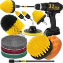 Holikme 11 Piece Drill Brush Attachment Set Scouring Pads Power Scrubber Brush Scrub Pads for Bathroom Surfaces, Floor, Tub, Shower, Grout, Tile, Corners,Cleaning Brush