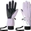 Anidker Ski Gloves for Men Women, Waterproof Touch Screen Gloves with Anti-Loss Buckle Lanyard and Wrist Strap (Medium, Purple)