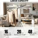 Clothes Drying Rack Foldable, Rotary Tripod Laundry Drying Rack,16 Aluminum Poles,Rotatable Portable Floor Standing Clothes Airer,Laundry Drying Rack Floor Standing