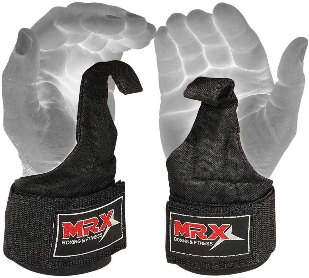 MRX Power Weight Lifting Straps Wrist Support Heavyduty Gym Training Bandage Cordura Hook Deadlifting Wraps, Black