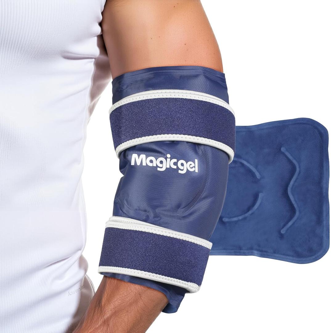 Magic Gel Elbow Ice Pack Wrap - Reusable and Adjustable Arm Sleeve for Cold Compression - Pitchers Tennis Players Baseball Players Men Women - Easy to Freeze