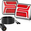 VEVOR Trailer Lights, 2PCS 12V Square Magnetic LED Trailer Tail Lights Kit with Stop Brake Turn Tail License Lamp, Waterproof Tow Lighting Kit with Wiring Harness for Boat Truck Camper RV Snowmobile