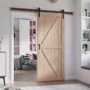 FREDBECK 36in x 84in Wood Barn Door with 6.6FT Barn Door Hardware Kit Included K Shape Solid Spruce Panel Need to Assembly