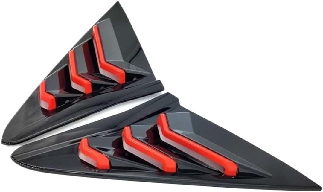 Ouyniei Rear Side Vent Window Louver Cover Black+Red Compatible for Honda Civic Hatchback 2016-2021