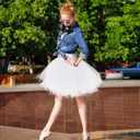 BOMAROLAN Women's Adult Tutu Skirts Classic 5 Layers Plus Size Tulle Ballet Skirts for Women Halloween Costume (White, L)