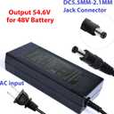 EVAPLUS 54.6V 1.5A Smart Charger for 48V Lithium Batteries - UL Certified, Fast Charging with Multi-Safety Protection, Compatible with Electric Bikes/Scooters, DC 5.5 * 2.5/2.1mm Connector