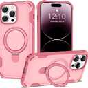 Compatible with iPhone 14 Pro Max Case 6.7'' with Magnetic Ring Stand [Military Drop Protection][Compatible with MagSafe] Shockproof 14 Pro Max Phone Case for Men Wowen,Pink