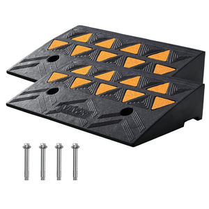 VEVOR Rubber Curb Ramp 2 Pack, 4.3" Rise Height Heavy-Duty 33069 lbs/15 T Capacity Threshold Ramps, Driveway Ramps with Stable Grid Structure for Cars, Wheelchairs, Bikes, Motorcycles