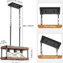Genuine Wood Farmhouse Kitchen Island Light, 3-Light Rustic Pendant Chandelier with Adjustable Height, Metal Linear Hanging Lamp for Dining Room Bar Pool Table