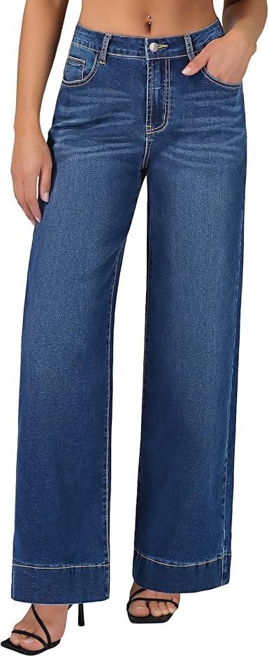 Women's High Waist Palazzo Curvy Jeans L 31 Inch