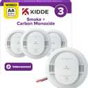 Kidde Smoke and Carbon Monoxide Detector, Hardwired with AA Battery Backup, LED Status Lights, Interconnected, 85 dB Alarm, 5 inches, 30CUAR, 3 Pack