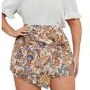 Floerns Women's Plus Size Boho Paisley High Waist Skort Twist Front Asymmetrical Skirt Shorts Brown Multi XX-Large Plus