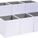 Amazon Basics Collapsible Cube Storage Organizer Bins, Closet Organizer Baskets for Shelves, Space-Saving, White, 13" x 15" x 13", 6-Pack