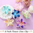 6 PCS Hawaiian Plumeria Flower Hair Clips for Women - Cute Floral Hair Claw Clips for Girls, Non-Slip Decorative Hair Accessories for Thick Hair, Beach Tropical Gifts for Women