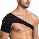 NEXVOXA 1 PC Shoulder Brace for Men and Women for Pain Relief  Shoulder Support & Compression Sleeve for Torn Rotator Cuff, AC Joint, Dislocation  Adjustable Design (Black, L)