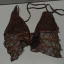 Verdusa Women's Y2k Goth Lace Tops Croset Sheer Halter Top Rave Going Out Outfits Sexy Camisole (Brown, X-Small)