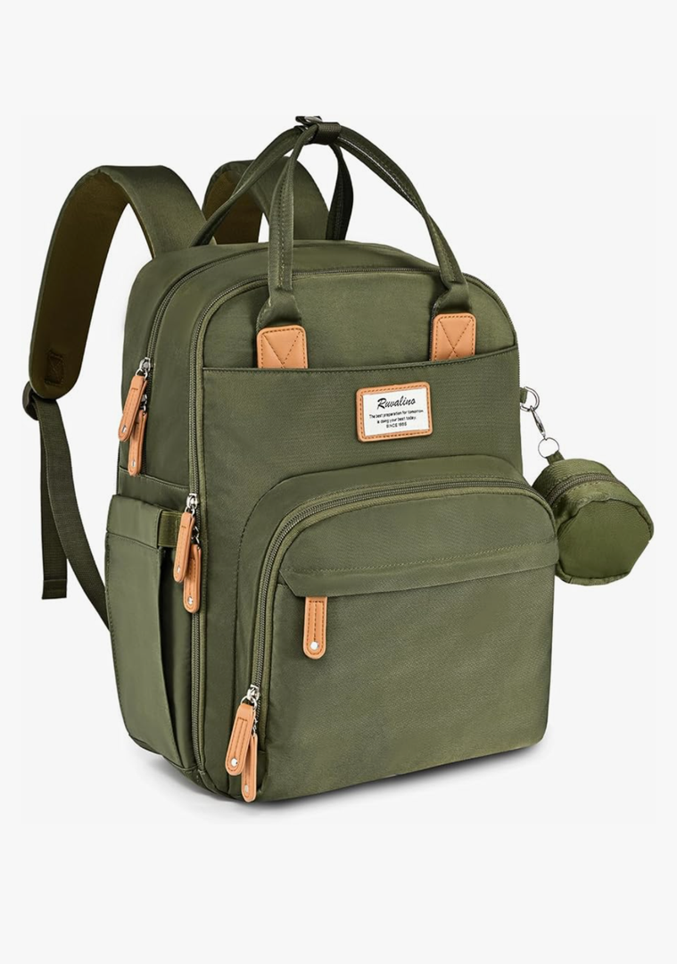 RUVALINO Diaper Bag Backpack - Multifunction Travel Back Pack Maternity Baby Changing Bags, Diaper Changing Totes, Large Capacity, Waterproof and Stylish, Baby Travel Essential, Army Green