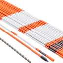 VEVOR Driveway Markers, 100 PCS 48 inch, 0.31 inch Diameter, Orange Fiberglass Poles Snow Stakes with Reflective Tape, 12" Steel Drill Bit & Protection Gloves for Parking Lots (5/16 Inch)