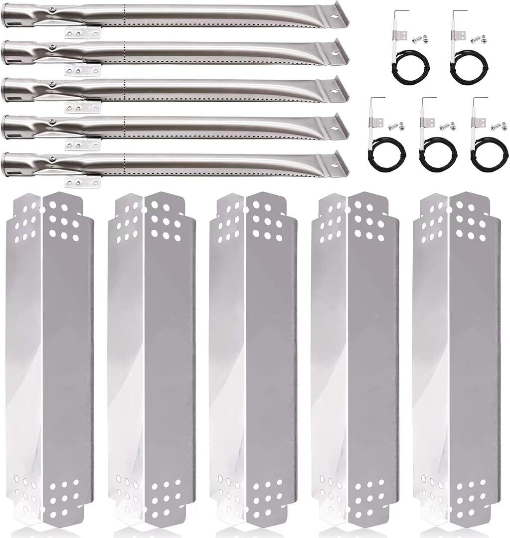 Grill Replacement Parts for Nexgrill 5 Burner 720-0888, 720-0888N, Nexgrill 4 Burner 720-0830H, Members Mark 720-0882D, Stainless Steel Heat Plates, Burner Tubes and Grill Igniters Replacement Kit.