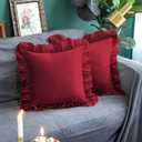 Microfiber Ruffle Pillow Shams Set of 2, 26X26 - Solid Ruffled Fringe Design Pillow Covers 26X26 Soft & Breathable - Unique Collection Decorative Pillow Cases 26X26 - Burgundy (26" x 26" (Pack of 2))