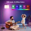 Floor Lamp for Living Room with Remote,Dimmable Tall Standing Lamps,Modern Floor Light with Smart RGB Bulb,App Control,3 Color Temperatures,Fabric Shades,Gold Floor Lamp for Bedroom Office Corner